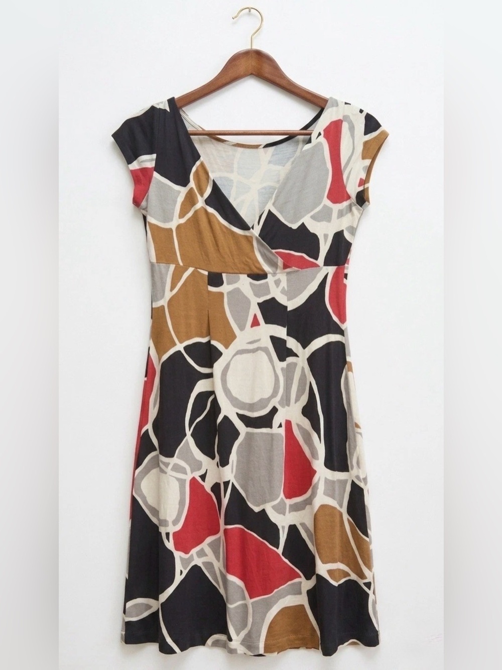 DVF Diane von Furstenberg 100% Silk Abstract Print Cap Sleeve Dress Size 8￼